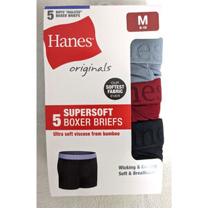Hanes Boys Boxer Briefs 5 Pack Size Medium 8-10 Multicolor Wicking Cooling